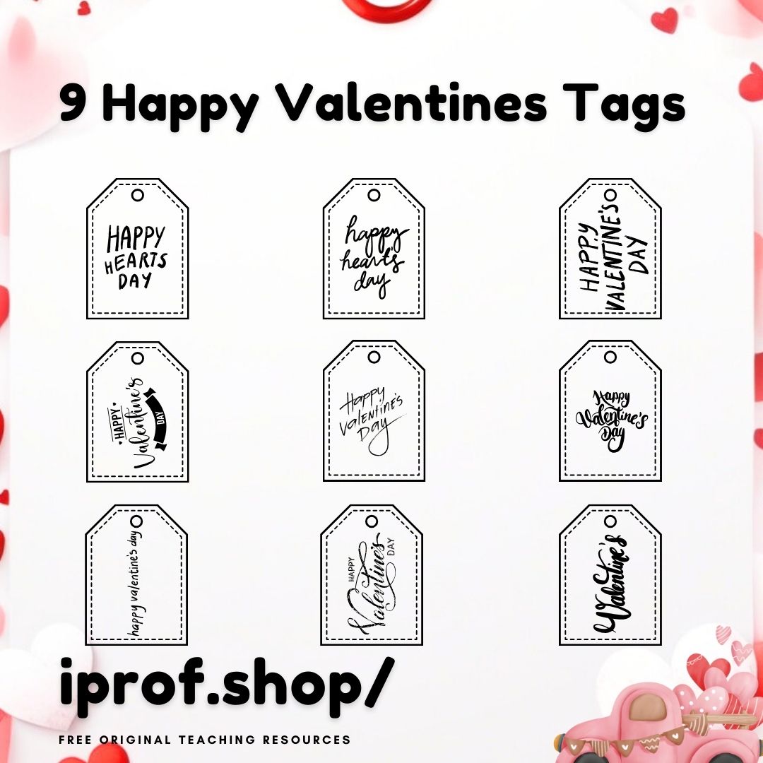 9 Free Valentine Printables PDF Tags IProf Shop