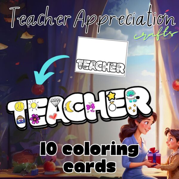 Teacher appreciation coloring cards